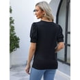 thumbnail image 3 of Blusa Manga Corta Abullonada Para Mujer Camiseta Ajustada, 3 of 5