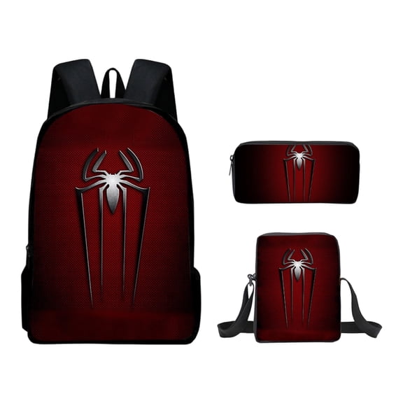 KUNPENG Bo'ys Spidey Style Backpack 3 Piece Set with Lunch Box Case Teen Large Capacity Superhero Theme Elementary School Bookbag Lightweight Water Resistant School Bag Back to School
