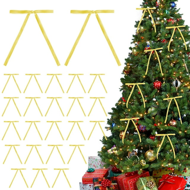 M 36-Pack Christmas Velvet Ribbon Bows, Pre-Tied For Gift Wrapping Wreath Making And Tree Decoration, Assorted Sizes And Colors