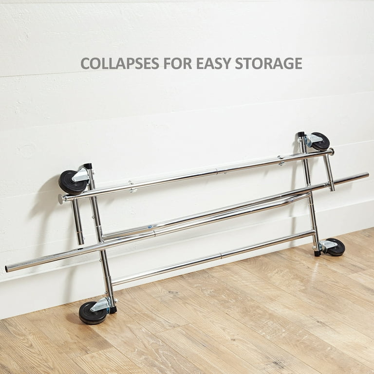 Better Homes Gardens 100lbs Heavy Duty Folding Adjustable Rolling Garment Rack Chrome