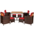 thumbnail image 3 of Patiojoy 9 PCS Outdoor Patio Dining Set Conversation Furniture W/ Removable Cushions Red, 3 of 4