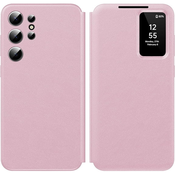 for Samsung Galaxy S25 Ultra with Smart Small Screen View, S-View Wallet Phone Case, for Samsung S25 Ultra Case Smart Window Cover, Smart Flip Leather Protective Cover for Samsung S25 Ultra 5G Case