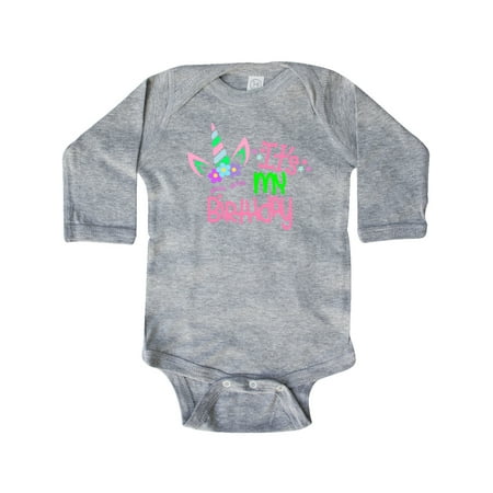 

Inktastic It s my Birthday Unicorn Gift Baby Boy or Baby Girl Long Sleeve Bodysuit