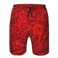 thumbnail image 3 of Goofa Red Rose Printed Mens Swim Trunks Summer Quick Dry Short Beach Swimwear Bathing Suits-, 3 of 9