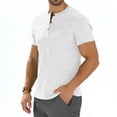 thumbnail image 4 of GUZOM Mens Short Sleeve Henley Shirt, Slim Fit Stretch Poly Spandex Tee for Men, Casual Workout & Everyday Top, White,Size M, 4 of 6