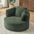 thumbnail image 5 of Kosynda 45" Oversized Round Chaise Longue Chair Indoor with Cushioned Backrest, Modern Cloud Couch Circle Chair with Deep Seat for Living Room, Green, 5 of 7