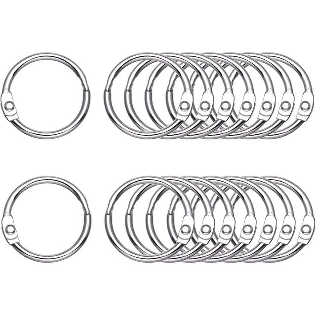 100 Pieces Loose Leaf Binder Rings, 1" Diameter, Nickel Plated Metal Office Book Rings Key Rings