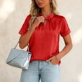 thumbnail image 6 of vigerkar Women's Dressy Business Casual Blouses Short Sleeve Tops Summer Outfits Pleated Work Shirts (Red, S), 6 of 7