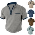 thumbnail image 1 of DIOAZUD Waffle Quarter Zip Pullover Men Short Sleeve Collared Tops Summer Lightweight Comfy Sweatshirt Golf Workout Shirts with Pocket Green S, 1 of 3