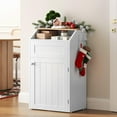 thumbnail image 2 of Trash Cabinet, Freestanding Trash Can Cabinet, Wooden Recycling with Flip Door, 10 Gallon Hidden Kitchen Garbage Can for Kitchen, Living Room, White WB01WT, 2 of 8