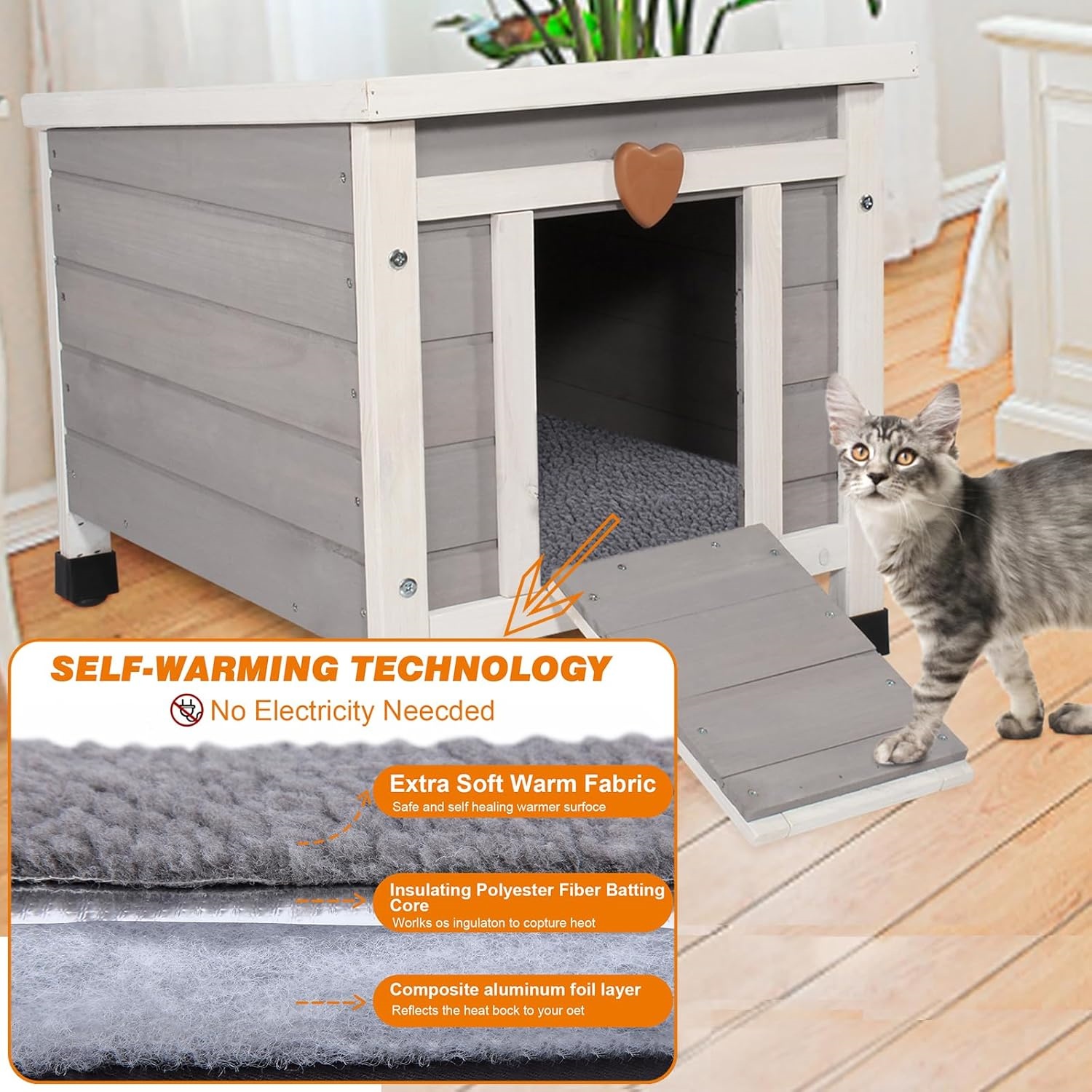 Outdoor Cat House,Outdoor cat Houses for Feral Cats Weatherproof Rabbit Hutch Small, Wooden Small Pet House and Habitats