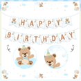 thumbnail image 4 of Bear Theme Birthday Decorations Banner, Cute Bear Happy Birthday Banner Photo Booth Props for Girls Boys Birthday Party Supplies Decorations, 4 of 7