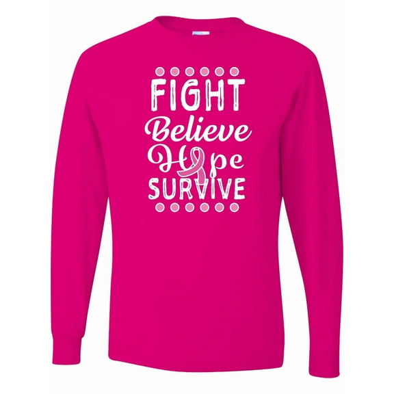 Inktastic Breast Cancer Awareness Fight Believe Hope Survive Long Sleeve T-Shirt