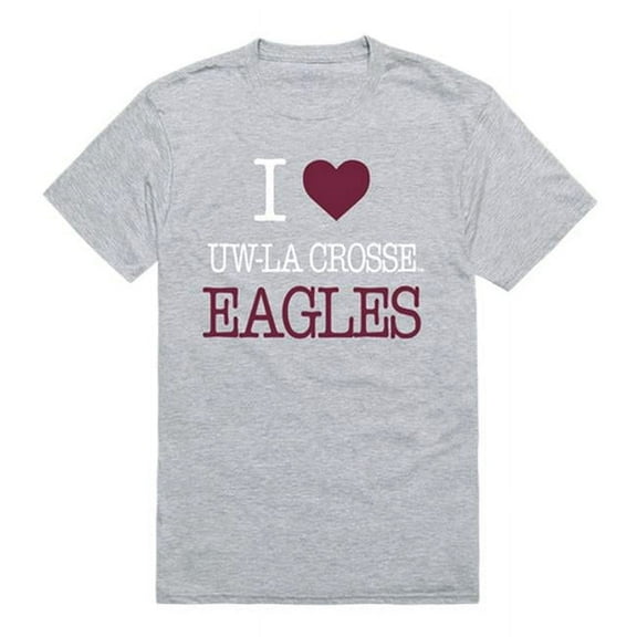 W Republic 551-477-HGY-01 University of Wisconsin La Crosse Eagles I Love T-Shirt, Heather Grey - Small