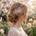 thumbnail image 4 of MIALLO Romantic Floral Hair Side Comb for Wedding Prom - Hand-wired Rhinestone & Pearl Hair Accessory, 4 of 7