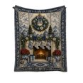 thumbnail image 2 of Christmas Throw Blanket, 51.2"x59.1" Blue and White Porcelain Printed Tapestry Blanket, Soft Cozy Lightweight Polyester Throw for Couch, Sofa, Bed and Festive Home Holiday Decor, 2 of 7