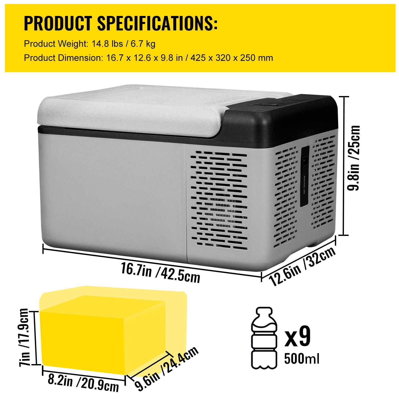 12 Volt Refrigerator 10 Qt, Portable Mini Freezer -4 to 68 F with APP Control Car Compressor Fridge Cooler 12V/24V DC and 110-220V AC For Camping, Road Trip, Travel, Outdoor and Home