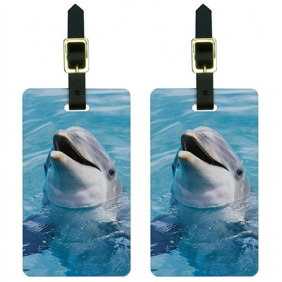 Dolphin in the Ocean Luggage Tags Suitcase Carry-On ID, Set of 2