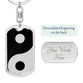 thumbnail image 2 of Yin Yang Balance Swivel Keychain Dog Tag Stainless Steel or 18k Gold, 2 of 10