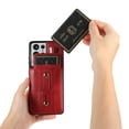 thumbnail image 4 of for Samsung Galaxy S21 Ultra Case Wallet with Slide Credit Card Holder, Flip Premium PU Leather Hidden Kickstand Classic Retro Heavy Duty Protective Cover for Samsung Galaxy S21 Ultra,Red, 4 of 9