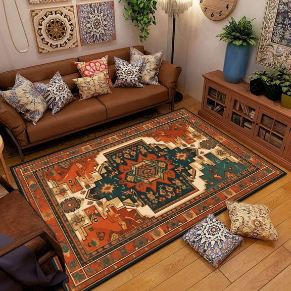Retro Morocco Style Carpets for Living Room Persia Bedroom ration Rugs Anti-slip Washable Floor Mats Cloakroom Lounge Carpet