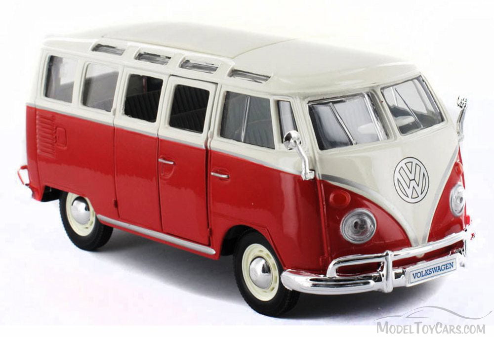 MAISTO Volkswagen Van "Samba" Red&Beige 1:25 DIE-CAST Toy miniature Mini Car 