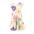 thumbnail image 3 of LEWKW Toddler Girl's Swing Dress Large Flower Print Ruffle Sleeve Soft Casual A-Line Sundress for Spring Holiday Garden Party and Easter, 3 of 5