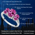 thumbnail image 2 of Gem Stone King 10K White Gold Pink Created Sapphire and White Lab Grown Diamond 3 Stone Engagement Ring for Women (2.69 Cttw, Gemstone Birthstone, Available in Size 5, 6, 7, 8, 9), 2 of 6