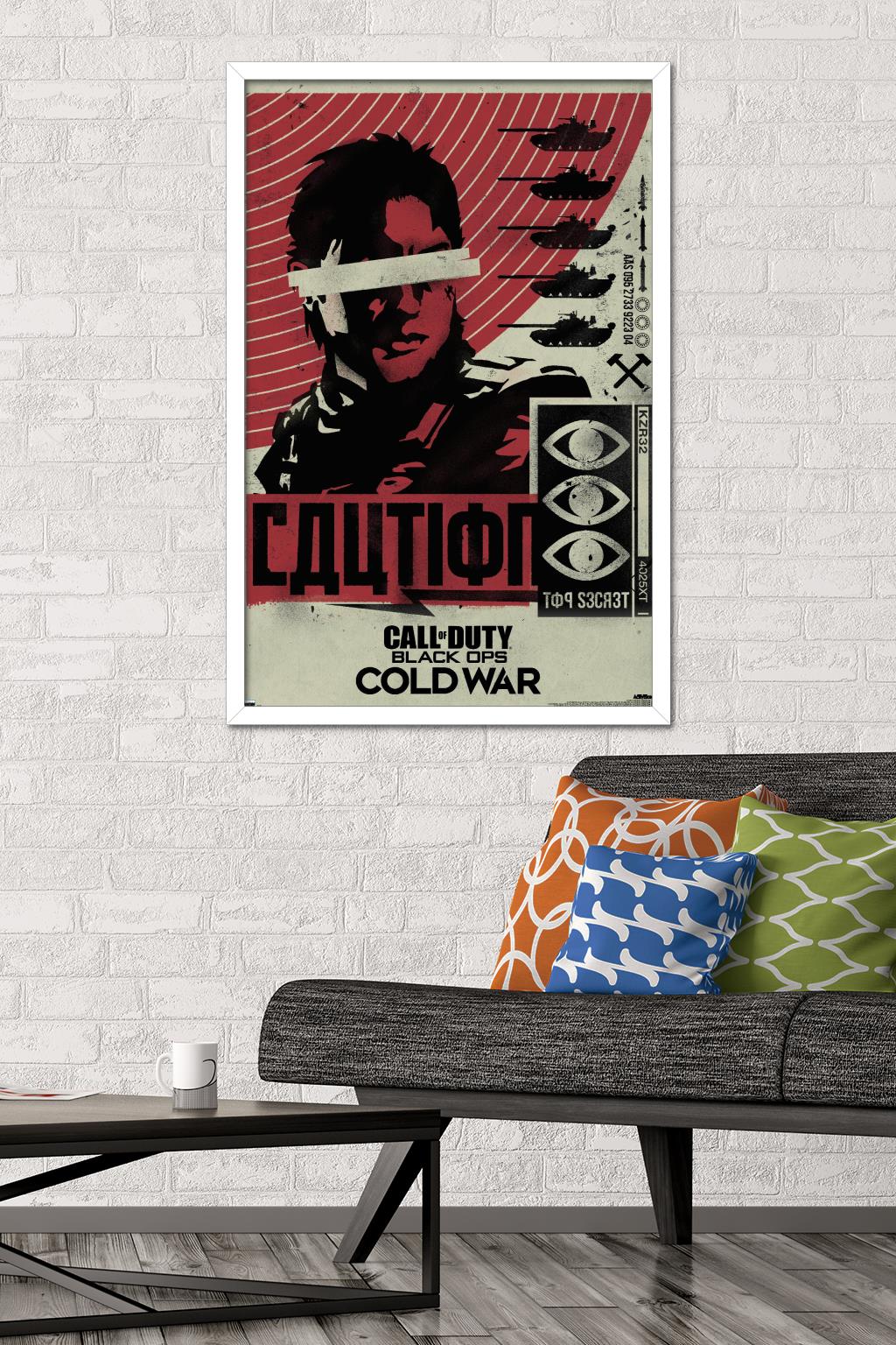 Call of Duty: Black Ops Cold War - Caution Wall Poster, 22.375" x 34", Framed