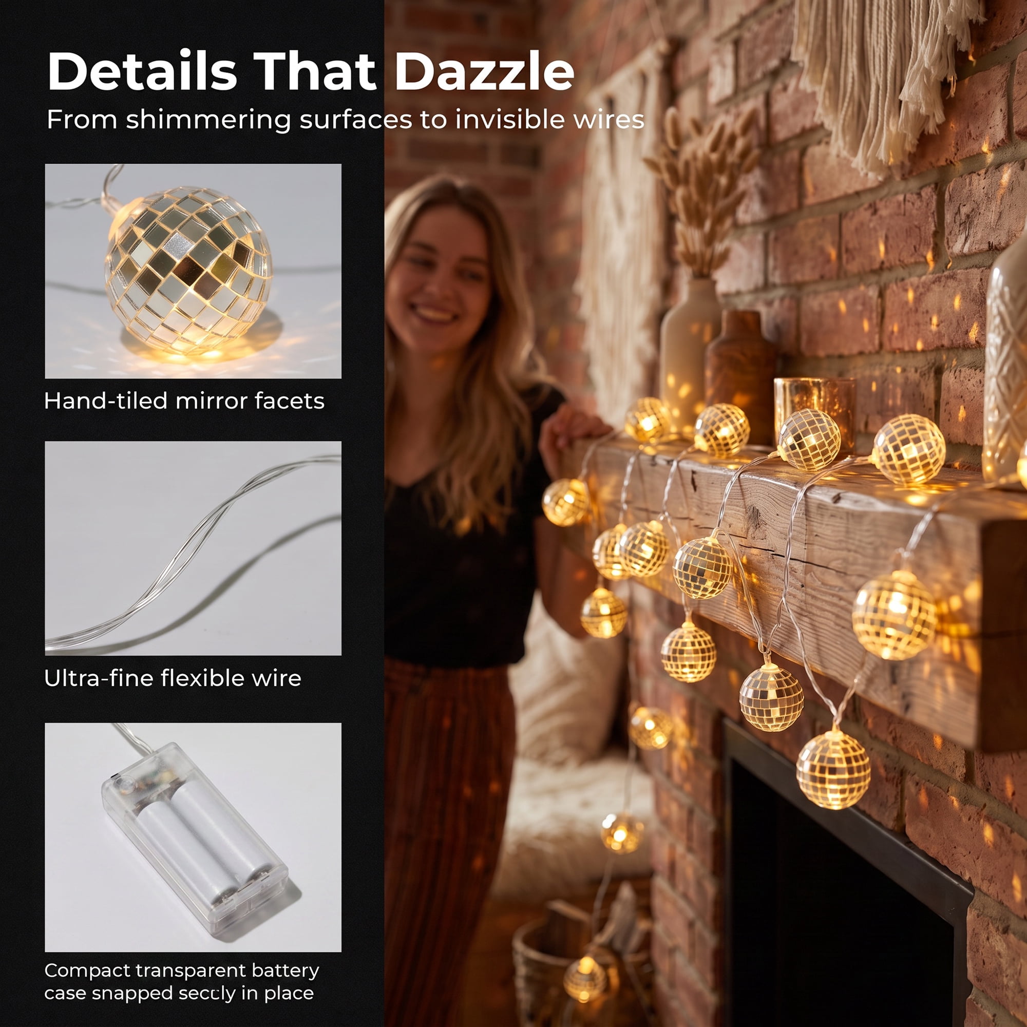 Unique Bargains Chic Punched Metal Lights for Festive 4.9 ft Warm White Battery Operated