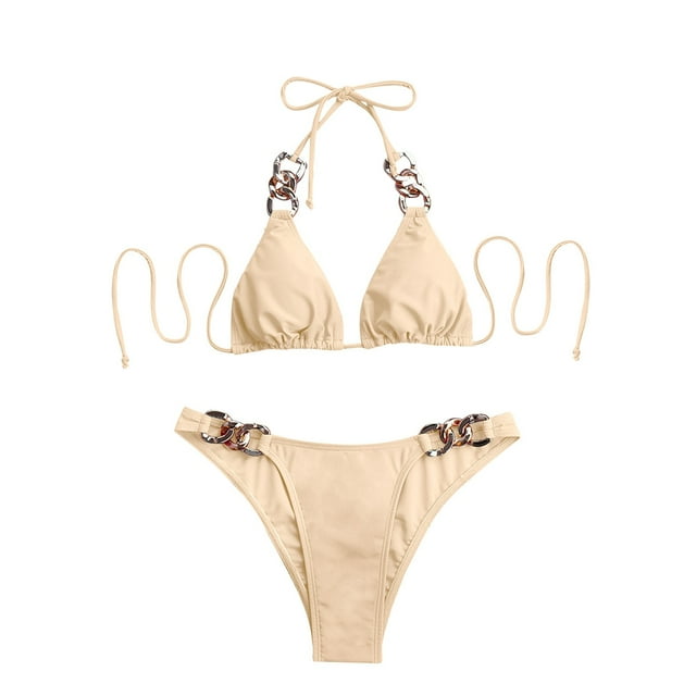 Gibobby Conjunto de bikini sexy Hot Control Bragas Pink Sexy Light Control Level Encaje Lencería Damas Sujetador y conjunto de bragas(Beige,CH)