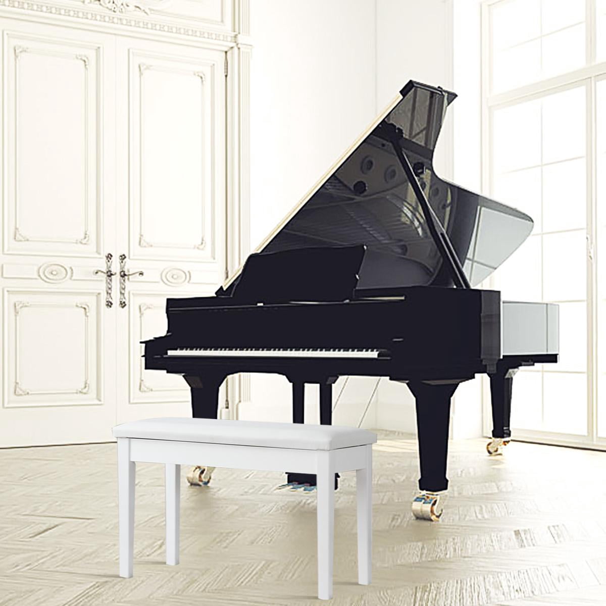 Giantex Piano Bench w/Seat Storage Cabinets, PU Leather Piano Bench, Wooden Piano Stool w/Locking Hinge, Perfect for Pianist, Beginner, Home & Comercial Use, White