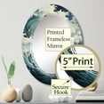 thumbnail image 3 of Designart "Blue White Ocean Oceanic Odyssey II" Nautical & Beach Round Wall Mirror - Coastal Oval Printed Decorative Oversized Mirror - Multiple Color Options, 3 of 4