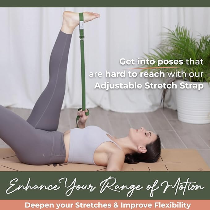 Premium Cork All-in-One Yoga Essentials Kit -Large Cork Yoga Mat and Blocks Set with Carry Strap and Alignment lines, 10ft Yoga Stretch Strap, Your Ultimate Eco-Friendly Yoga Starter Set