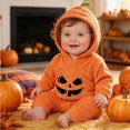 thumbnail image 2 of RMGVDSD Baby Boys Halloween Outfit Pumpkin Romper Orange Zipper One-Piece Hooded Jumpsuit Cute Toddler Holiday Clothes Trendy Boys Clothes, 2 of 5