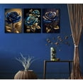 thumbnail image 3 of Blue And Gold Rose Canvas Wall Art Elegant Blooming Rose Floral Pictures Wall Decor Abstract Flower Posters Prints Paintings for Office Bedroom Bathroom（Only canvas）, 3 of 6