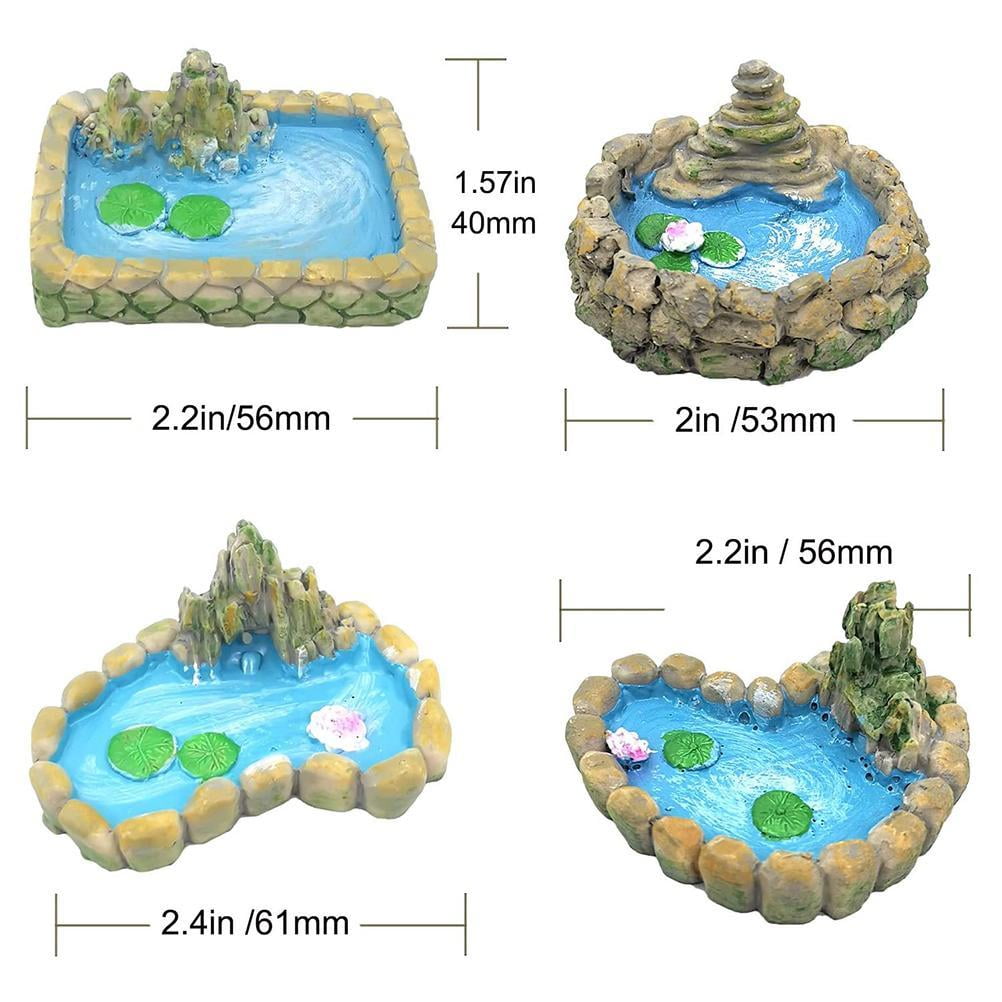 FitBest 4pcs Mini Pool Aquarium Fish Accessories Flowerpot Gardening Sand Table