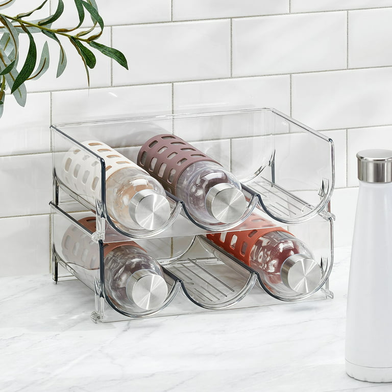 mDesign Stackable Water Bottle Storage Rack for Kitchen Countertops