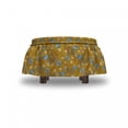 thumbnail image 4 of Floral Ottoman Cover, Retro Daisies and Poppies, 2 Piece Slipcover Set with Ruffle Skirt for Square Round Cube Footstool Decorative Home Accent, Standard Size, Dark Yellow Purpleblue, by Ambesonne, 4 of 5