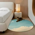 thumbnail image 3 of Retro Teal Cloudy Sky Round Rug 4ft Washable Circle Entryway Rugs Non Slip Farmhouse White Clouds Landscape Area Rug Indoor Floor Carpet for Bedroom Kitchen Living Room Home Office Dining Room, 3 of 8