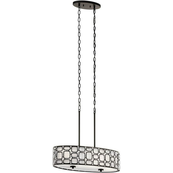 Kichler 34840 - Sabine 4-Light Brushed Nickel Modern Etched Glass Drum Pendant Light
