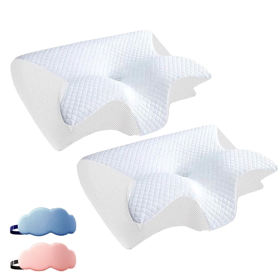 Pillow, Breathable 100% Memory Foam Pillows, 2026 New Pillow 2 in 1 Premium Ergonomic Contour, Not Stuffy, Slow-Rebound Memory Foam Neck Support for Side & Back Sleepers (White, 2 Set)