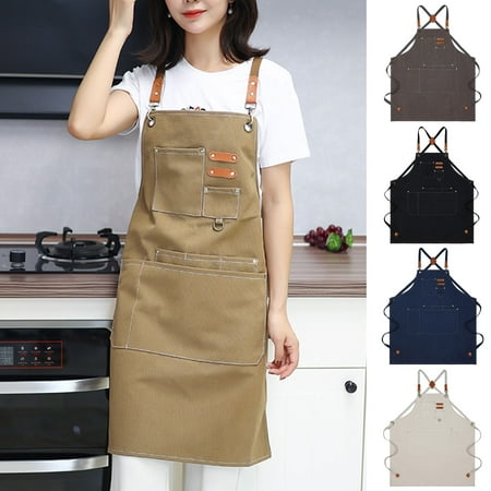 

Xinhuadsh Cooking Apron Waterproof Adjustable Canvas Women Men Breathable Kitchen Apron Chef Workwear Daily Use