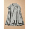 thumbnail image 6 of Plus Size Grey Bohemian Ultra Loose Doll Dress, Casual Summer Ruffle Hem, 6 of 11