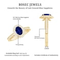 thumbnail image 5 of Rosec Jewels Lab Created Blue Sapphire Ring with Diamond Double Halo - 5X7 mm, 14K Yellow Gold, US 3.00, 5 of 8