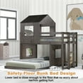 thumbnail image 3 of Bellemave Twin Over Full House Bunk Bed,Wood L-Shaped Fort Loft Bunk Beds Frame with Ladder, Floor Playhouse Bed, No Need Spring Box (Antique Gray), 3 of 9