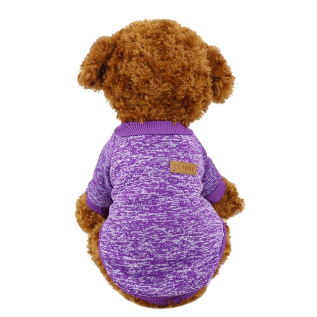 Idepet Pet Dog Classic Knitwear Suéter Suave Abrigo De Forro Polar Para Perros Pequeños, Medianos Y Grandes, Ropa Cálida Para Perros Y Gatos, Suave Cachorro Personalizado, 2 Colores (M Morado)