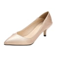 thumbnail image 2 of AUDeals Women's Kitten Heel Pumps, Lovely Slip On Dress Shoes with Pointed Toe Comfort for Bridal, Work and Wedding Wear (Gold, 7), 2 of 4