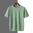 thumbnail image 6 of OGLCCG Men's Knit T-Shirts Short Sleeve Crewneck Fitted Business Shirt Casual Solid Color Comfy Textured Pullover Tees,XL,Green, 6 of 6