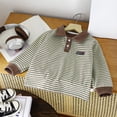 thumbnail image 6 of KPOPLK Boys Long Sleeve Lapel Neck Shirts Soft Knit Tee Regular Fit Top for Fall Daily Wear Toddler Boy Long Sleeve Shirt,Size 5-6 Years, 6 of 6